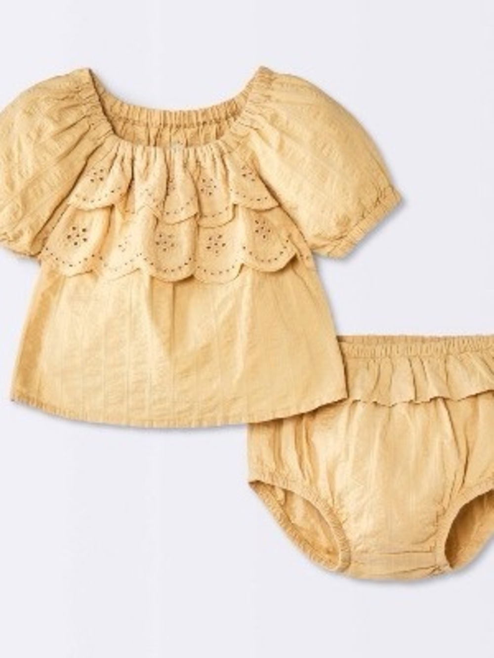 Cloud Island Matching Set Eyelet Top & Bloomers in Yellow Baby 12M